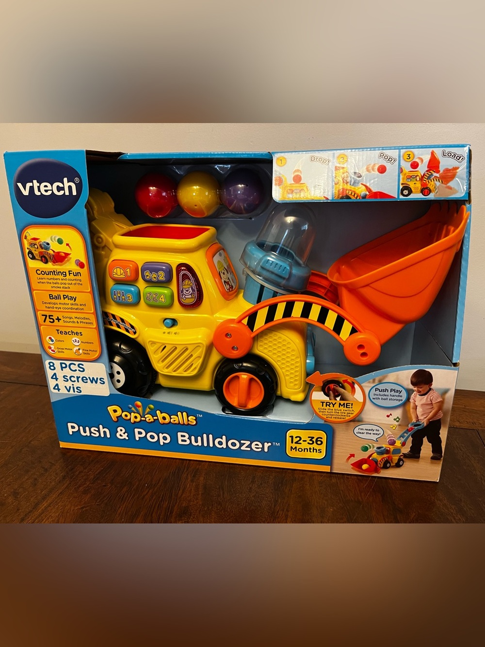 New Vtech Pop-a-balls Push & Pop Bulldozer